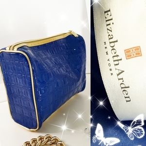 Elizabeth Arden💝Blue-Gold Large Cosmetic Bag/Beauty Bag/Makeup Bag